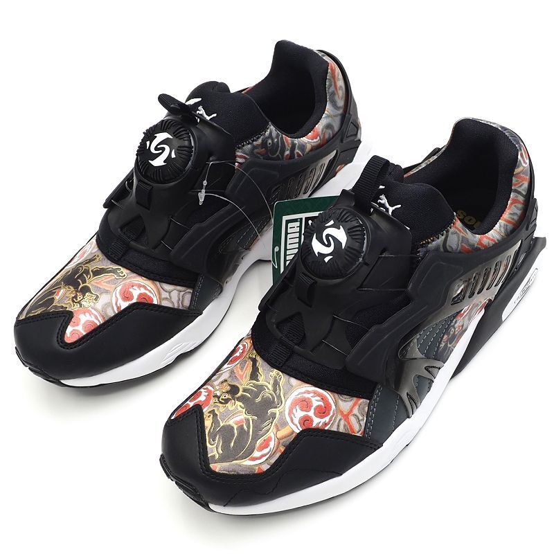 A06135 新品 PUMA/DISC BLAZE ATMOS THREE TIDES TATTOO スニーカー 【サイズ:UK7(26cm)】 ブラック 393828-01 プーマ メンズ拍卖