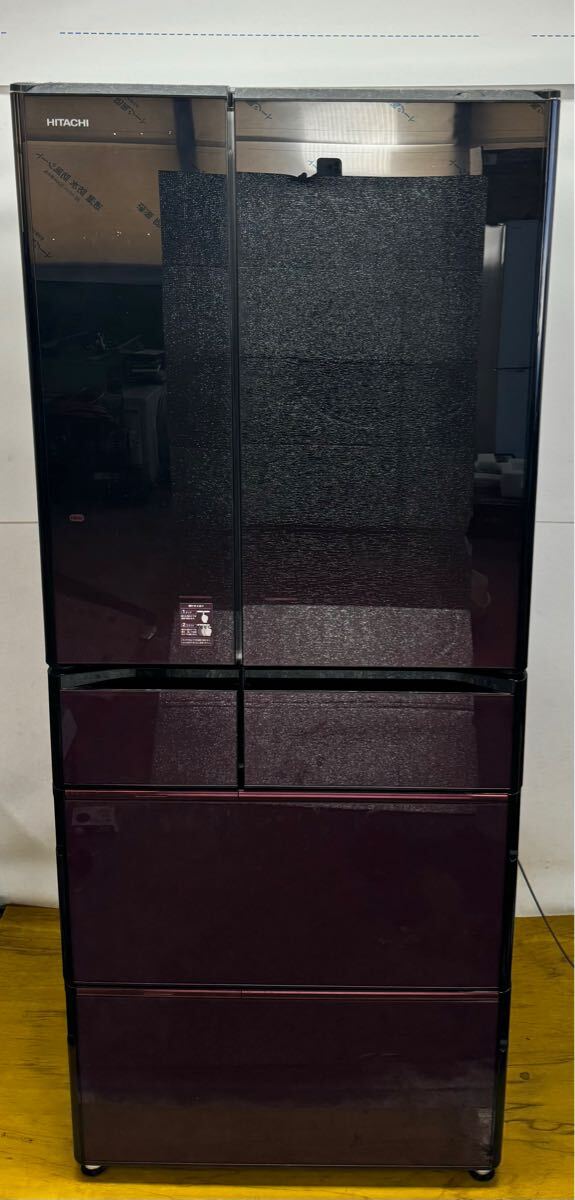 HITACHI 日立 R-X6200E 冷蔵庫 6ドア 動作確認済み 製氷OK 2015年製 620L レッド 冷凍冷蔵庫 日立アプライアンス 100V 日本製 大型 配送Ok拍卖