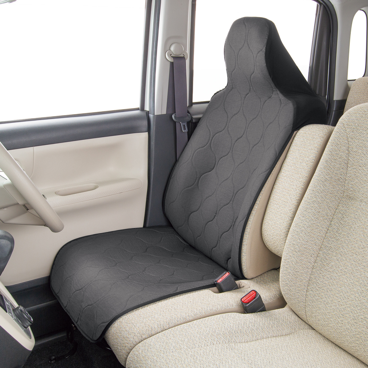 シートカバー 軽自動車 普通車 汎用 前席 フロント バケット ベンチ シート 1枚 カジュアルキルト 抗菌 防臭加工 ダークグレー拍卖