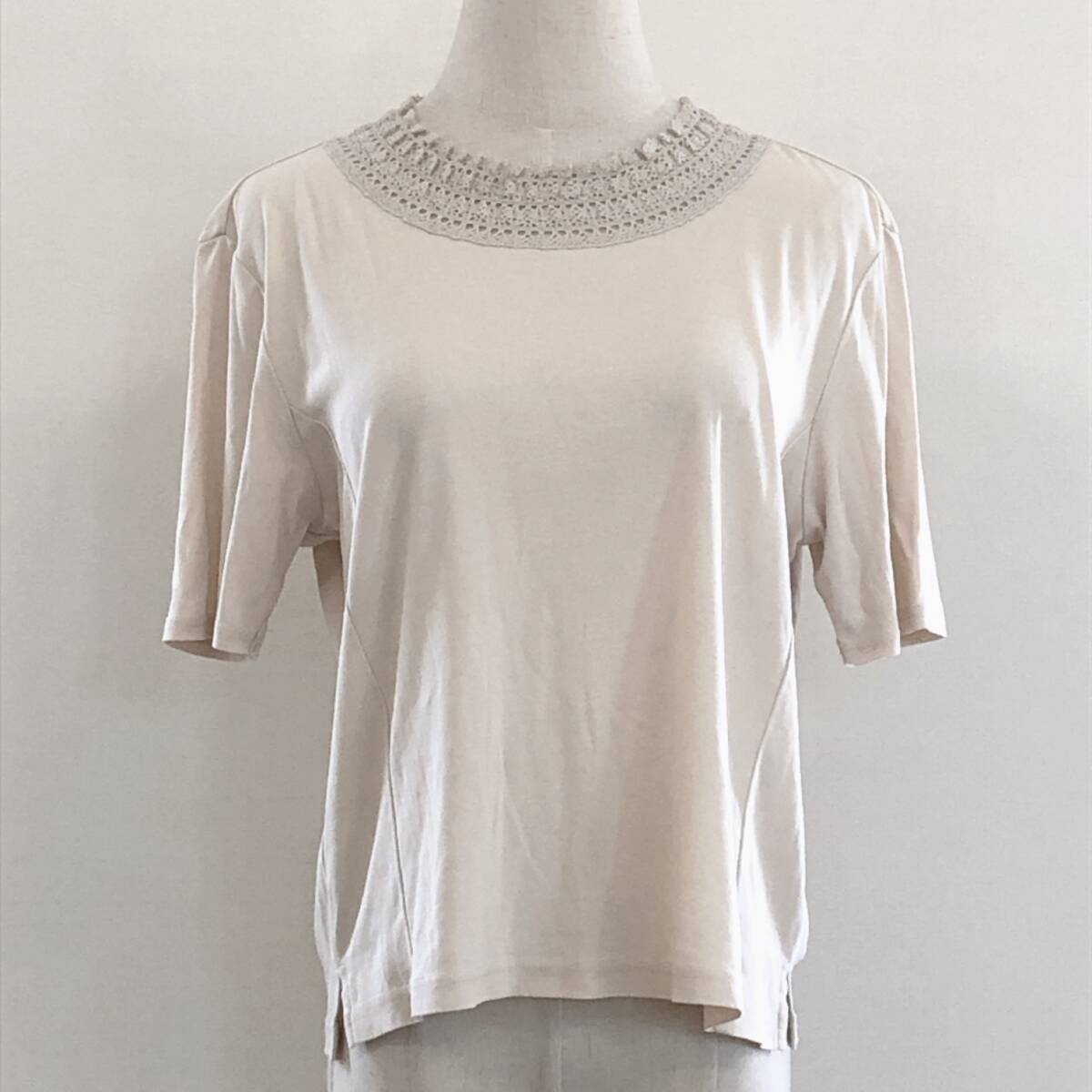 YX1031 cest Tout レディース トップス ブラウス 半袖 薄手 伸縮性 レース アイボリー 綿100% シンプル 涼しげ フェミニン おしゃれ 夏拍卖
