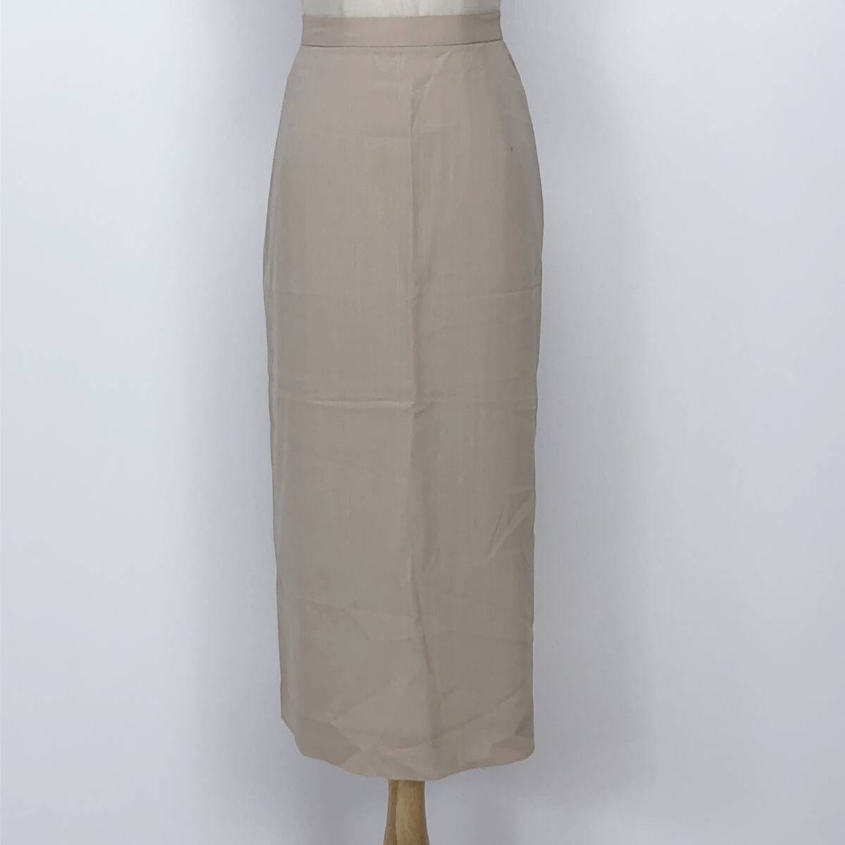 YX1143 uniontop レディース スカート 膝丈 薄手 ファスナー・ホック ベージュ 毛100% シンプル カジュアル フェミニン おしゃれ 春秋拍卖