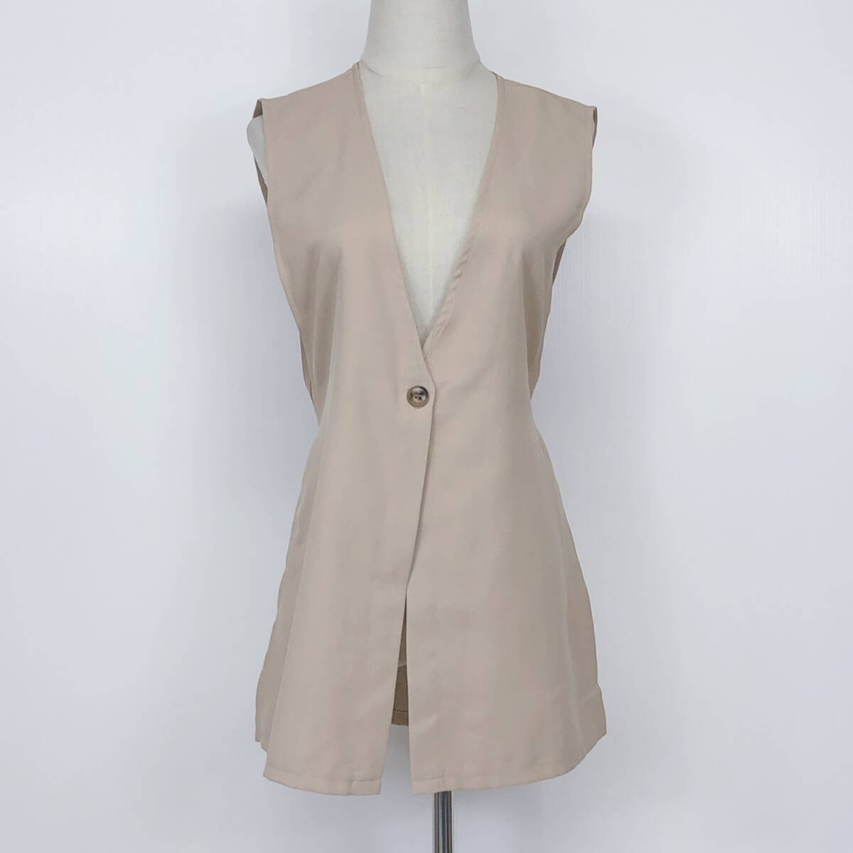 YX1146 chocol raffine robe レディース トップス ベスト 袖無し 薄手 4つ穴ボタン ベルト ベージュ シンプル カジュアル おしゃれ 春秋拍卖
