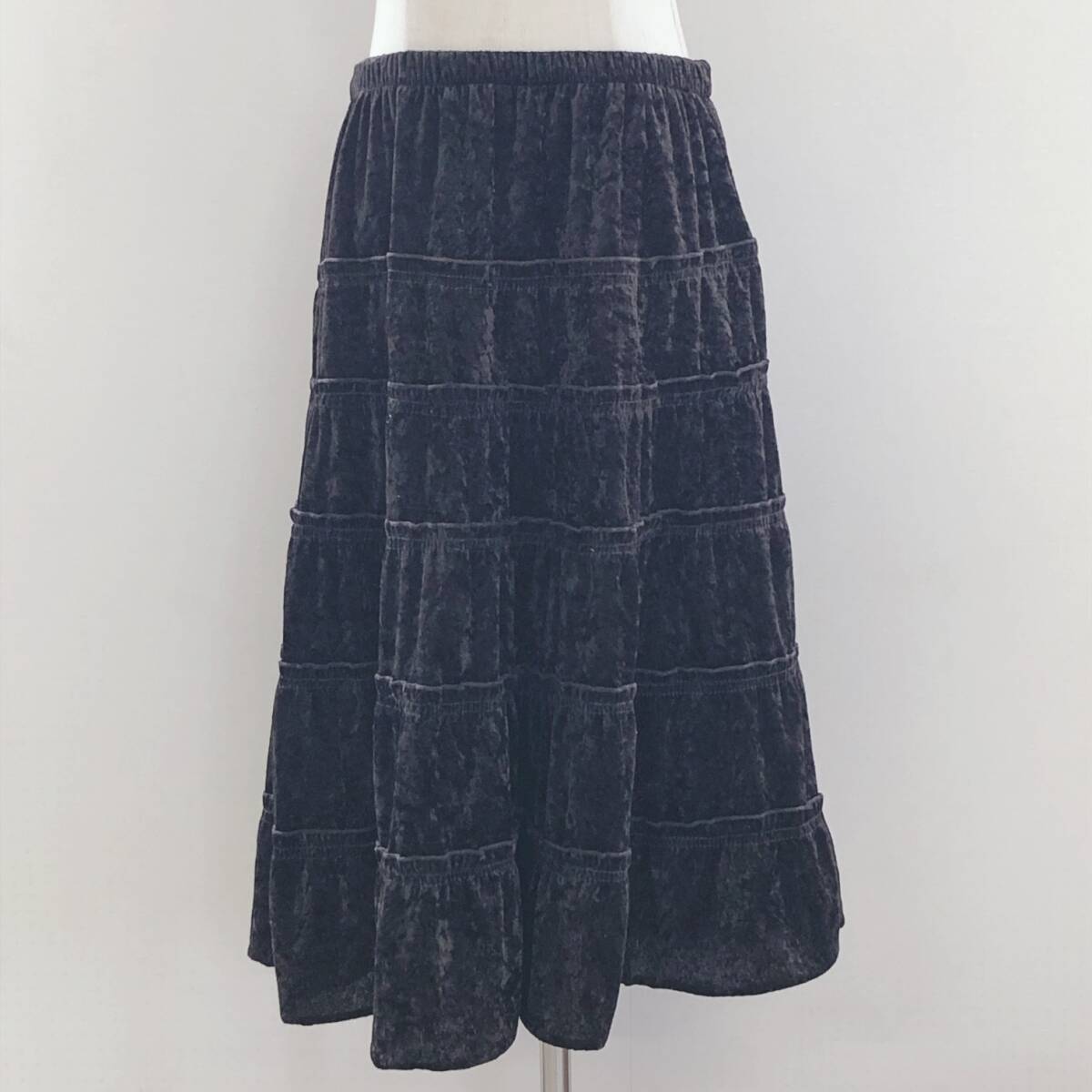 YX1390 美品heat goloレディーススカートフレアスカート膝丈薄手伸縮性ウエストゴム 裏地 M ブラウン 茶 シンプル かわいい おしゃれ 春秋拍卖