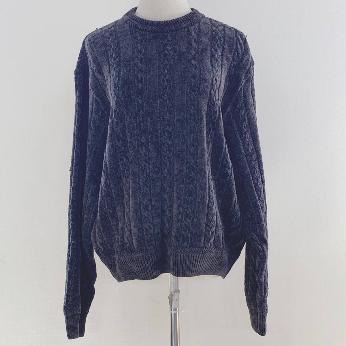 YX223 Kynoch World カイノックワールド レディース トップス セーター 長袖 丸首 厚手 伸縮性 Mサイズ チャコールグレー 毛素材 あたたか拍卖