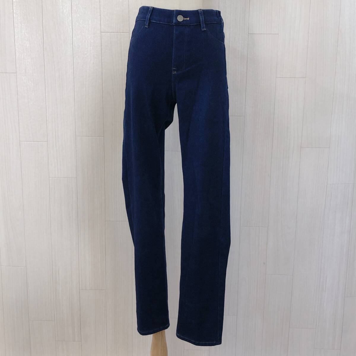 Y1613 美品 UNIQLO レディース ボトムス デニム ロング丈 薄手 伸縮性 ウエストゴム 綿素材含 シンプル カジュアル おしゃれ 春秋 キッズ拍卖