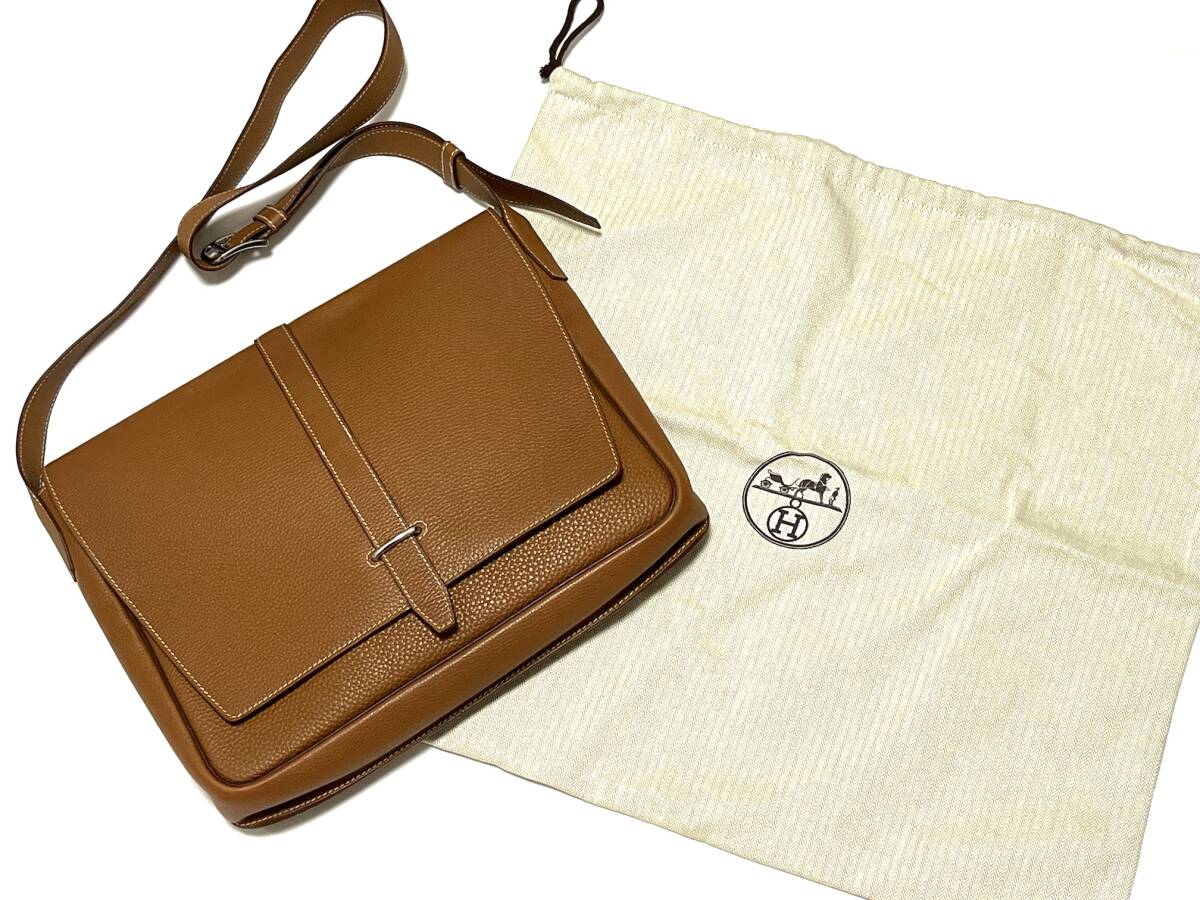 正規メンテナンス済み!HERMES スティーブライト ショルダーバッグ トゴ キャラメル拍卖