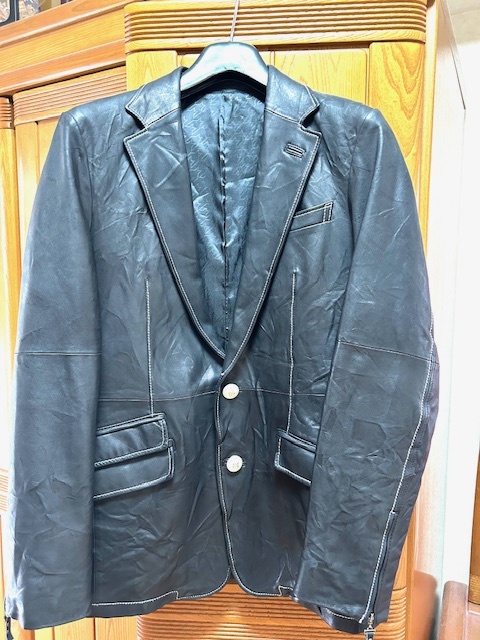 美品:COMME CA DU MODE MENコムサデモードテーラードレザージャケット羊皮Mサイズブラック拍卖