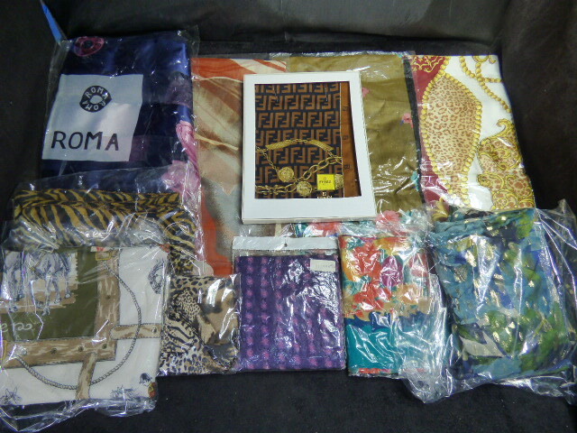 ほ479【10枚セット】スカーフ FENDI MARCOGALO等 サイズ・柄色々 ※中古品あり 拍卖