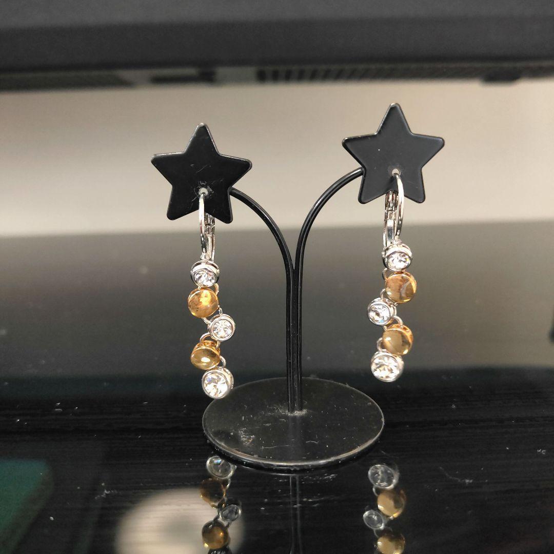 ピアス シンプル 自宅保管 やや保管汚れあり クリスタルスワロ イナズマ拍卖