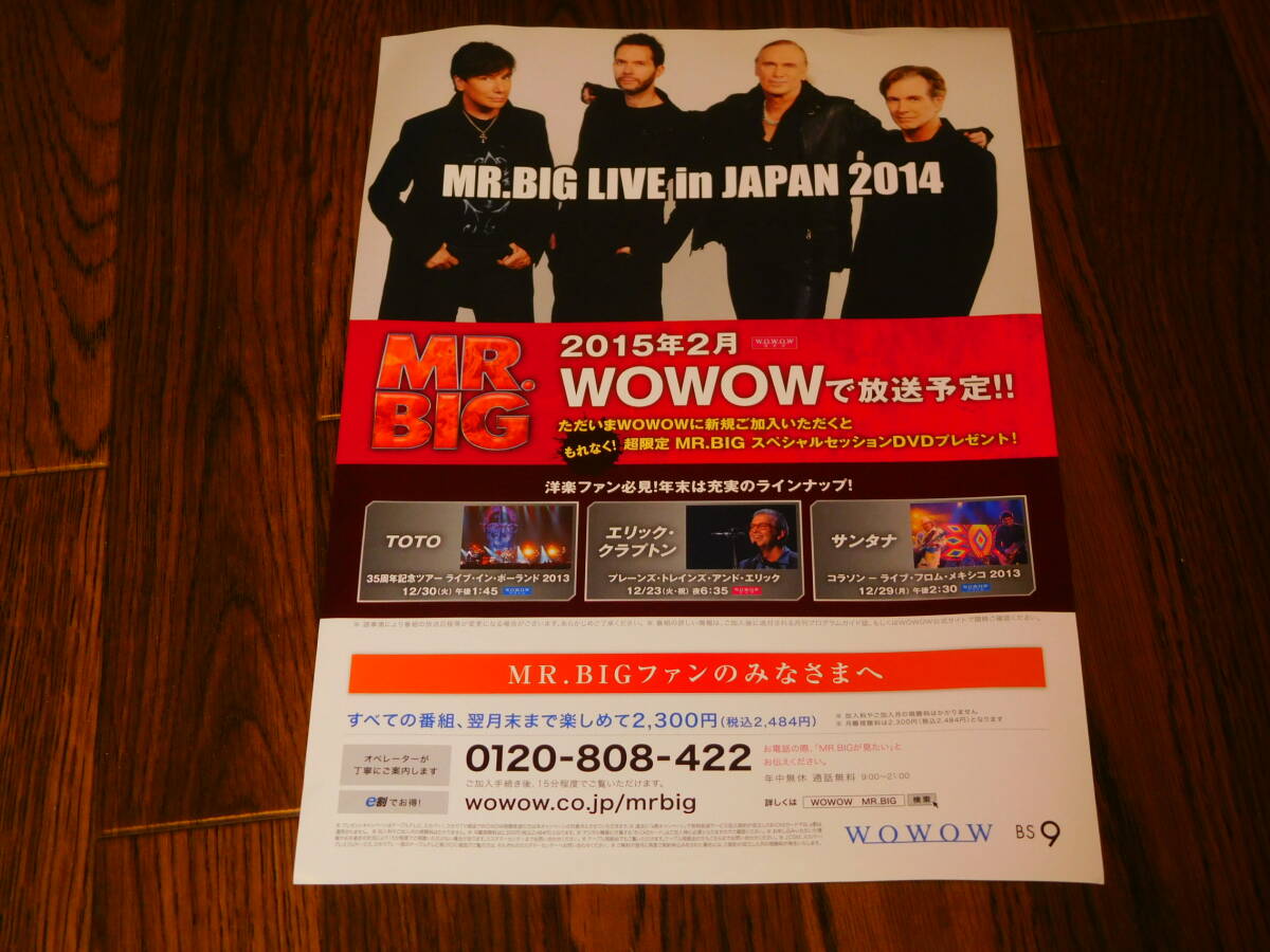 MR.BIG LIVE IN JAPAN 2014 WOWOW 放送告知 非売品フライヤー! 拍卖