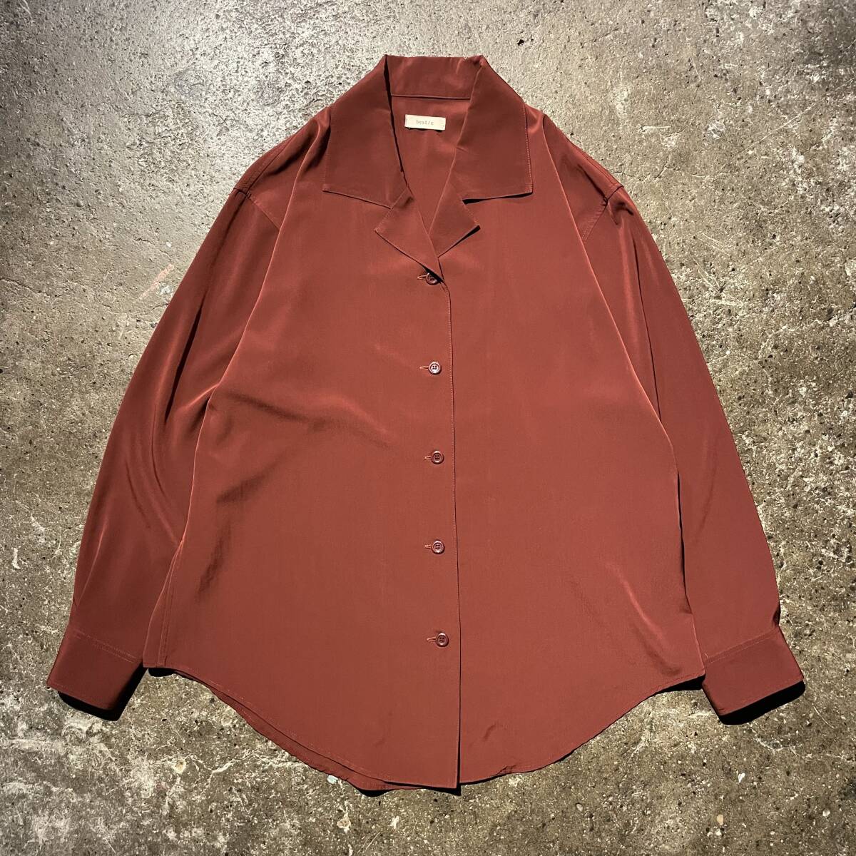 Y's best/e 80s オープンカラー 長袖シャツ ワイズ ベストイー 1980s ポリエステル ブラウス Yohji Yamamoto ヨウジヤマモト拍卖