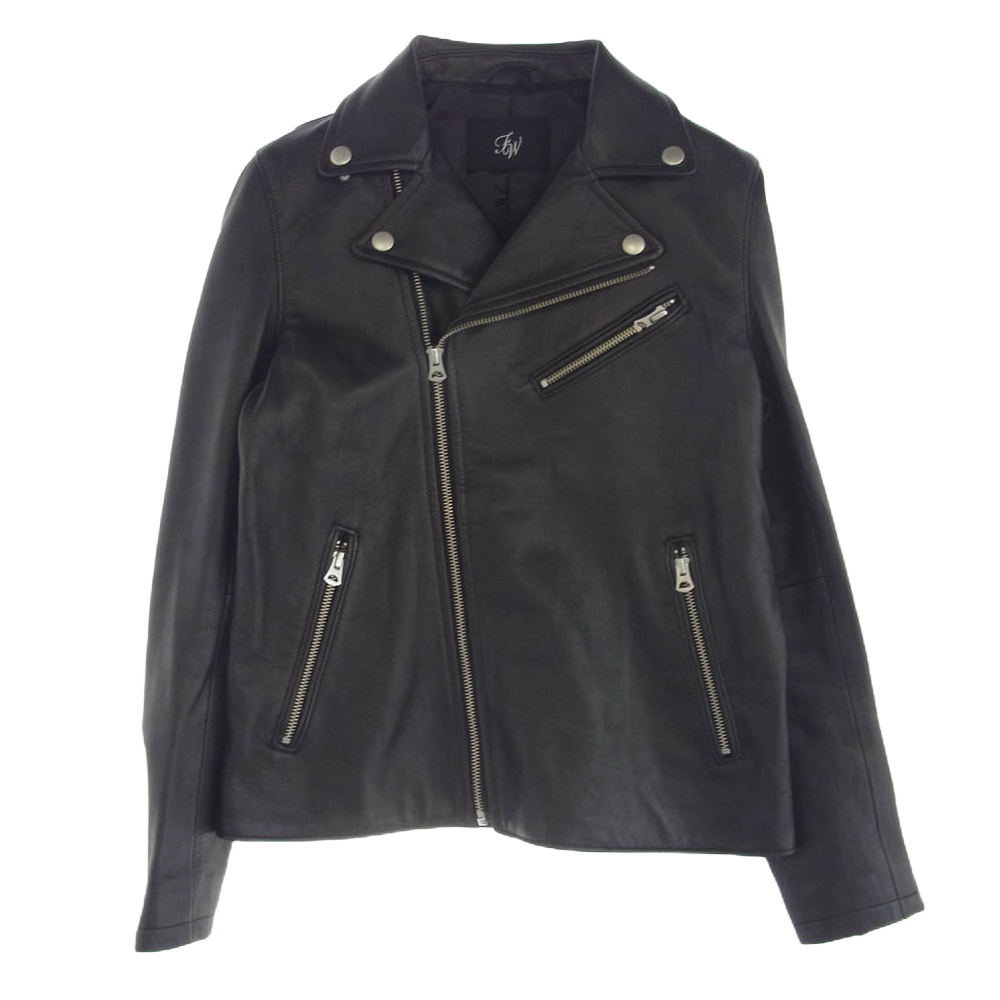 FRAMeWORK フレームワーク 17-011-220-1051-1-0 シープレザー ライダースジャケット ブラック系 38【中古】拍卖