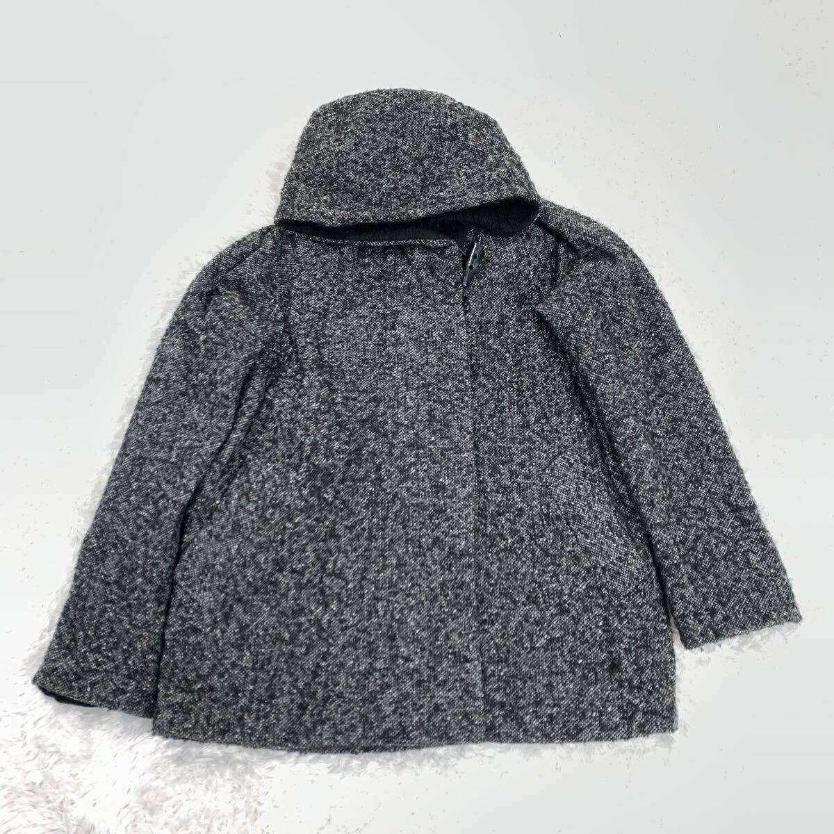 GALLARDAGALANTE ガリャルダガランテ ジャケット ハーフコート 黒 グレー ウール アクリル ポリエステル フード付き レディース F YA8326拍卖