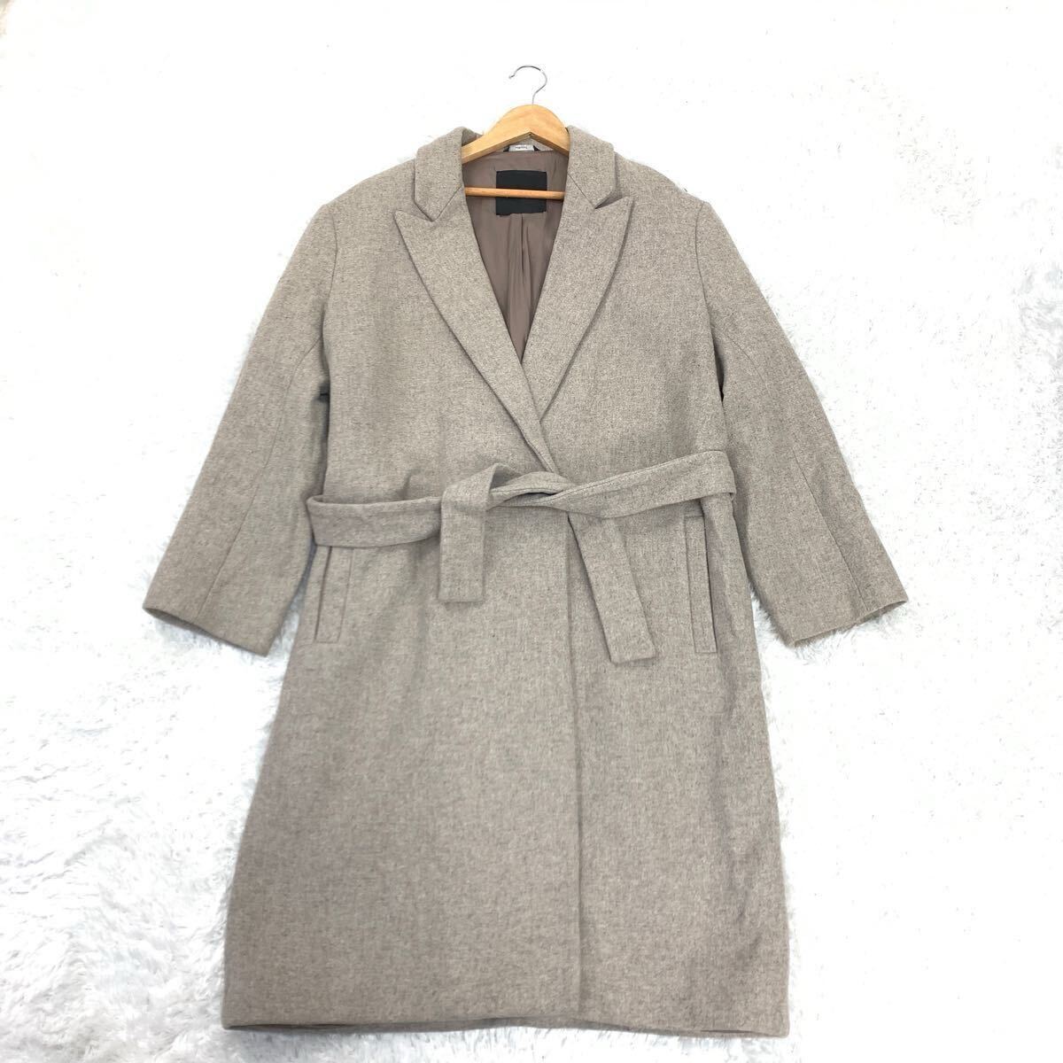 allegri アレグリ ロングコート ベージュ ベルト付き ウール レディース 大きいサイズ 42 YA8333拍卖