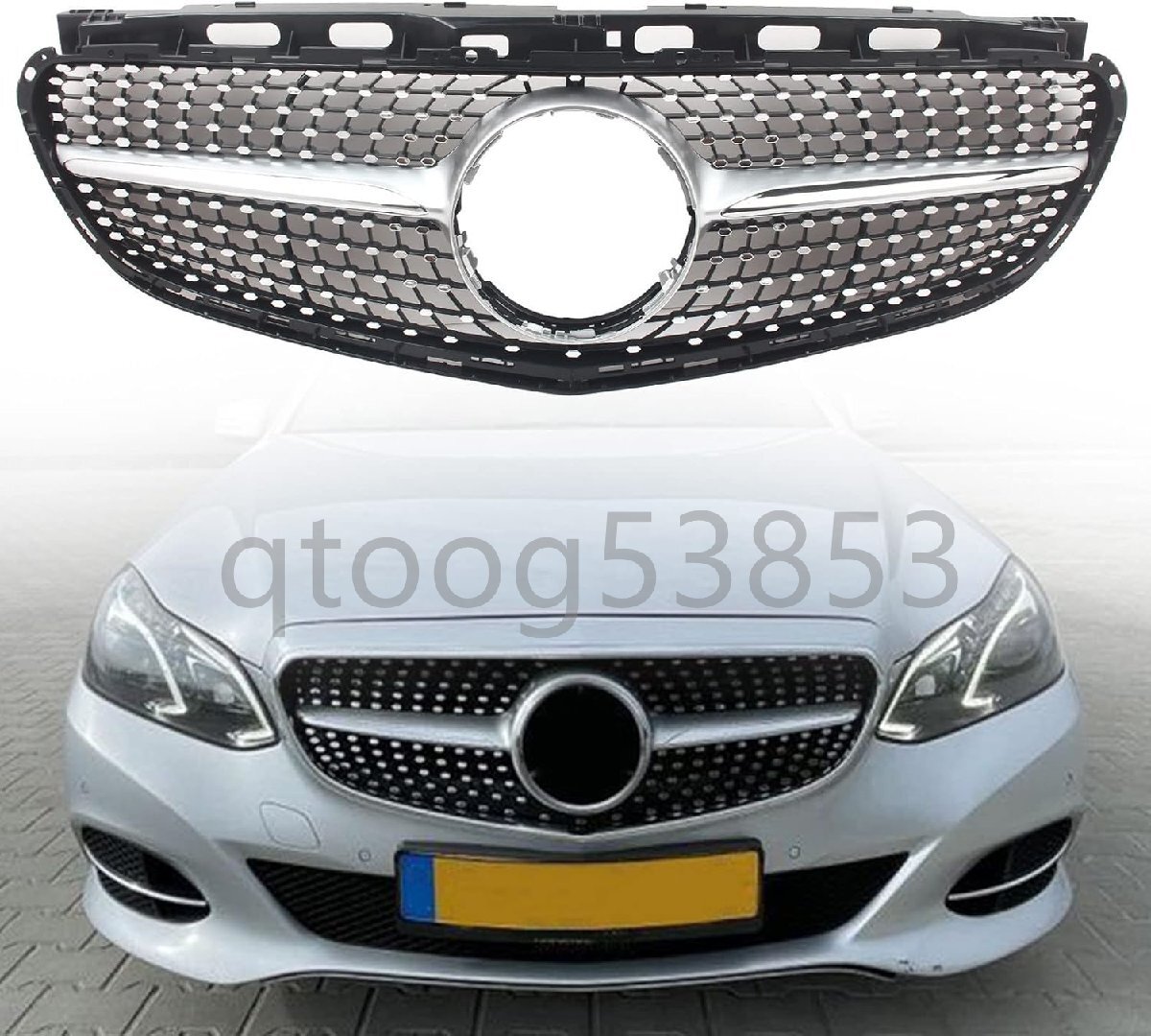 メルセデスベンツ Eクラス W212 2014-2016 フロントグリルグリル クロームシルバー ダイヤモンドスタイル用拍卖