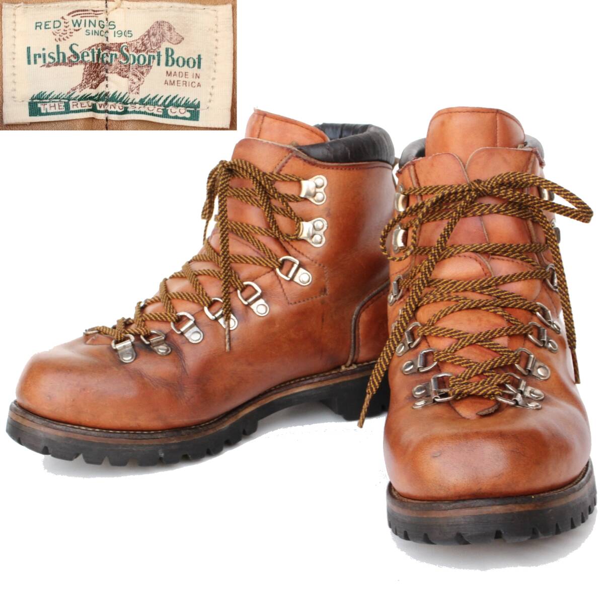 (47551)オールド80年製REDWING825(826)レッドウィング8.5EE約26.5cm(マウンテンブーツ四角犬タグAMERICAスクエア犬タグ旧犬80年代ビブラム)拍卖