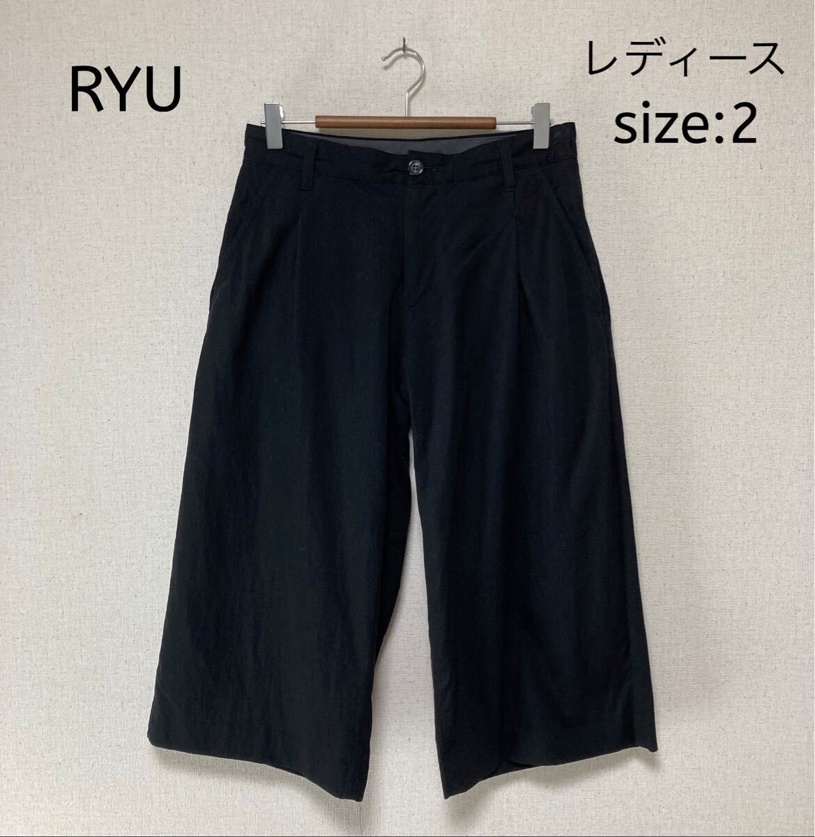 ★SALE★RYU リュー ワイドハーフパンツ ブラック 2拍卖