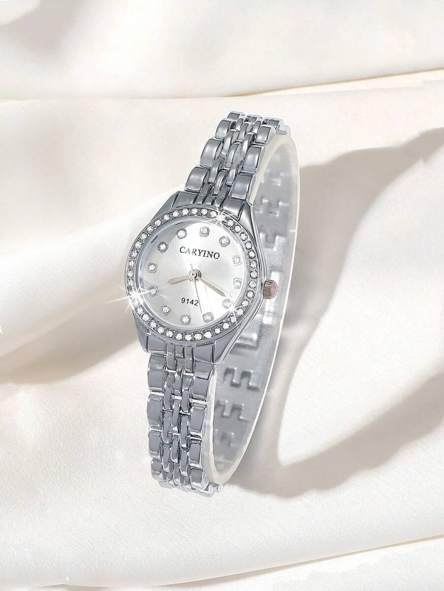 腕時計 レディース クォーツ 1個 ステンレススチール製ストラップ腕時計、シルバー & ゴールドデュアルトーン、高級ビジネススタイ拍卖