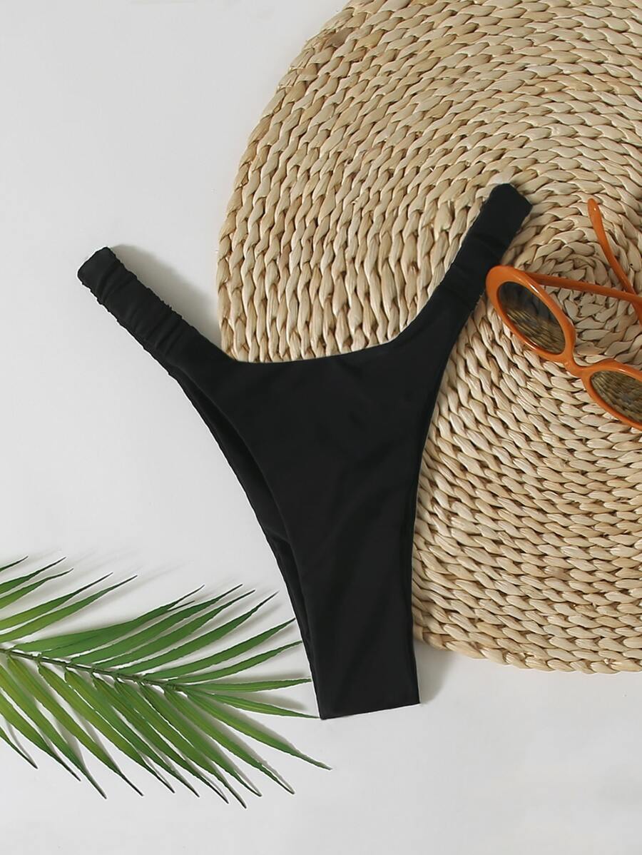 レディース 水着 ボトムス フリルの付いた バック ハイレッグ ビキニパンティー拍卖