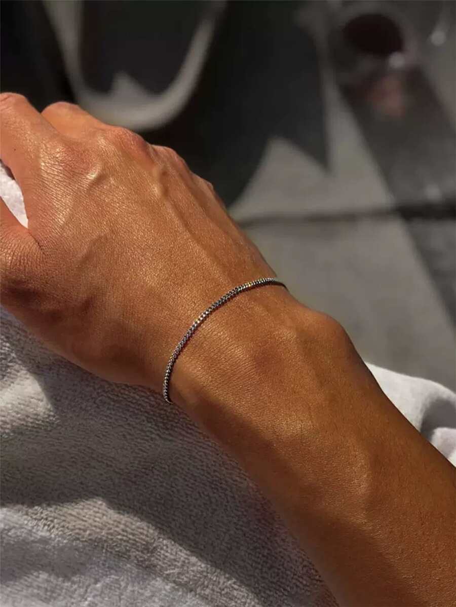 ジュエリー メンズ ブレスレット 1個 女性 ヒップホップ ステンレス鋼 ミニマリスト 男性用 日常の装飾用 チェーンブレスレット拍卖