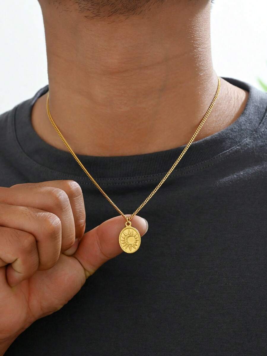 ジュエリー メンズ ネックレス スタイリッシュ ステンレススチール 太陽 ペンダントネックレス 男性用 デイリー/パーティージュエ拍卖