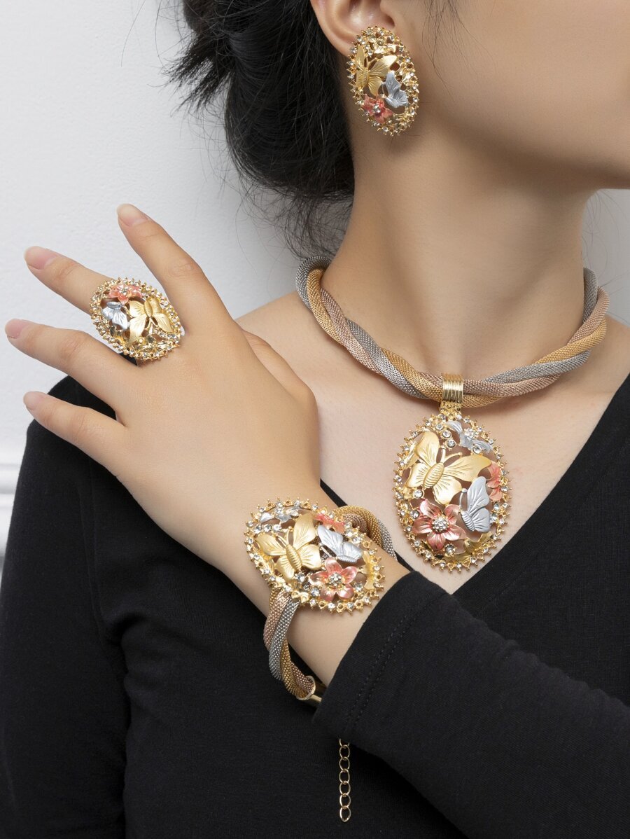 ジュエリー レディース セット 5個 シック マルチカラー 蝶々形 デコレーション レディース ジュエリーセット , ファッショナ拍卖