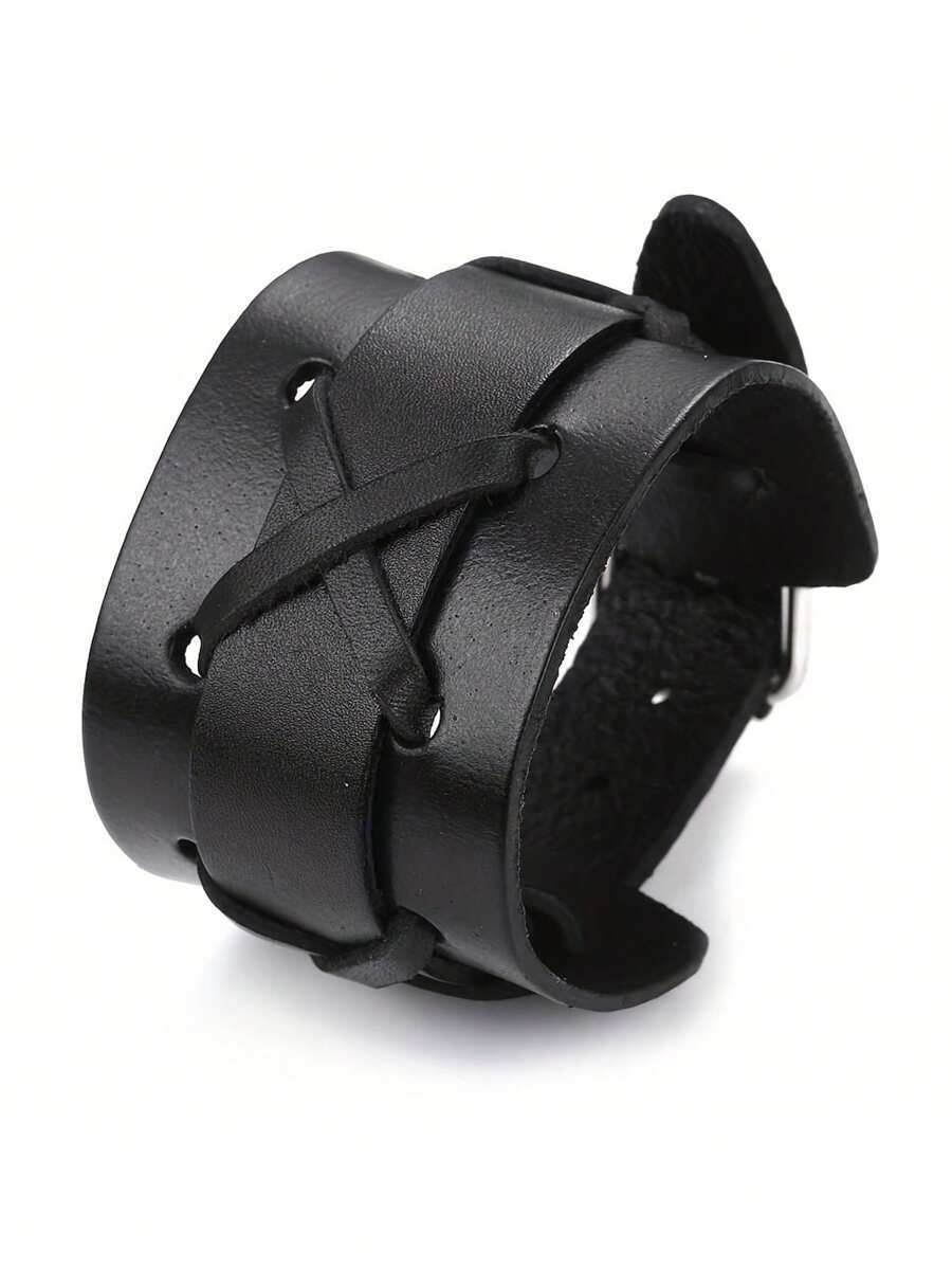 ジュエリー メンズ ブレスレット 1個 ファッション レザー パンク ブレスレット、メンズ用 幅広 本革 カウハイド ブレスレット拍卖