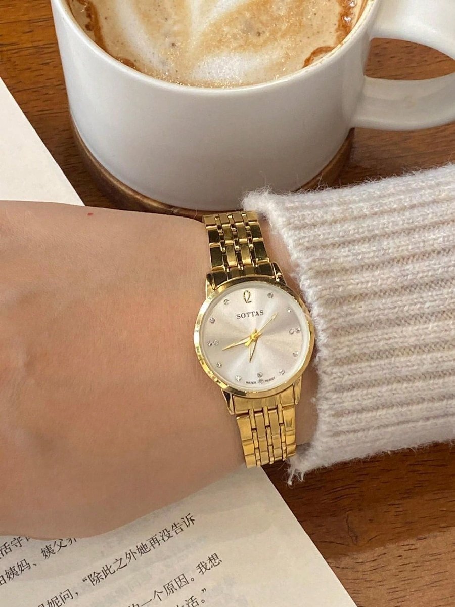 腕時計 レディース クォーツ 韓国風ウォッチ レディース 防水 超薄型 シンプル スチールバンド ゴールド クオーツ拍卖