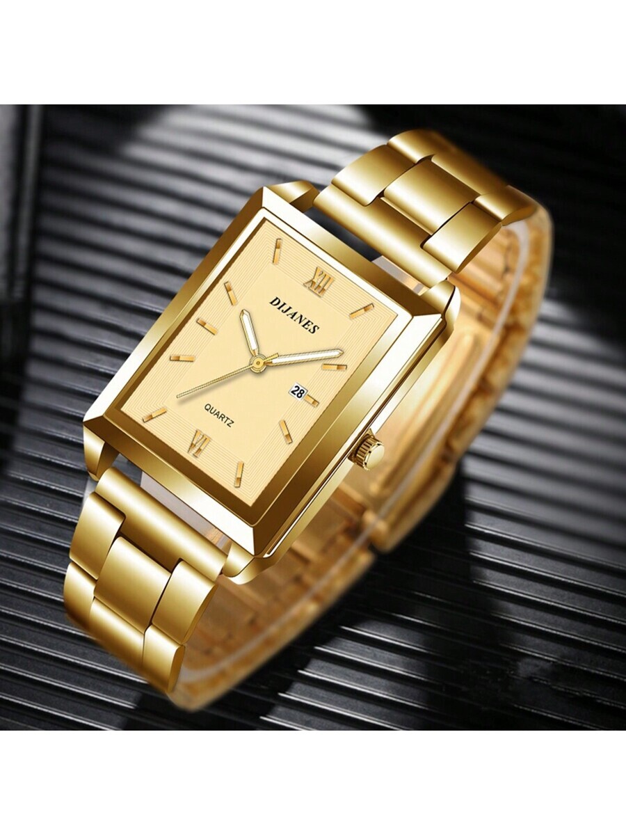 腕時計 レディース クォーツ 高級レディース ブレスレット ウォッチ、ゴールド&シルバートーンのメタルストラップ、カレンダー機能付拍卖