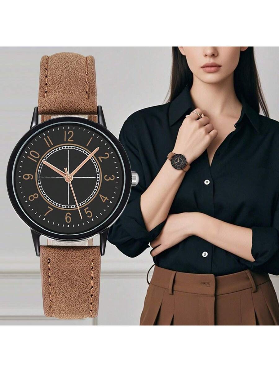 腕時計 レディース クォーツ 1個 女性エレガントファッショナブルミニマリスト フローラル柄 レザー クオーツ 腕時計、日常着用に拍卖