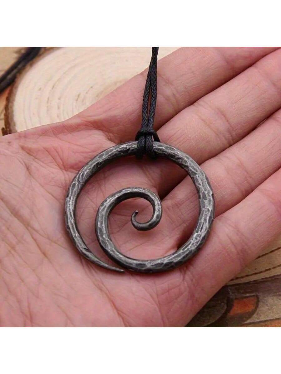 ジュエリー メンズ ネックレス ヴァイキング風 スパイラルシンボル アミュレット ペンダントネックレス、ノルウェー製ジュエリー、男拍卖
