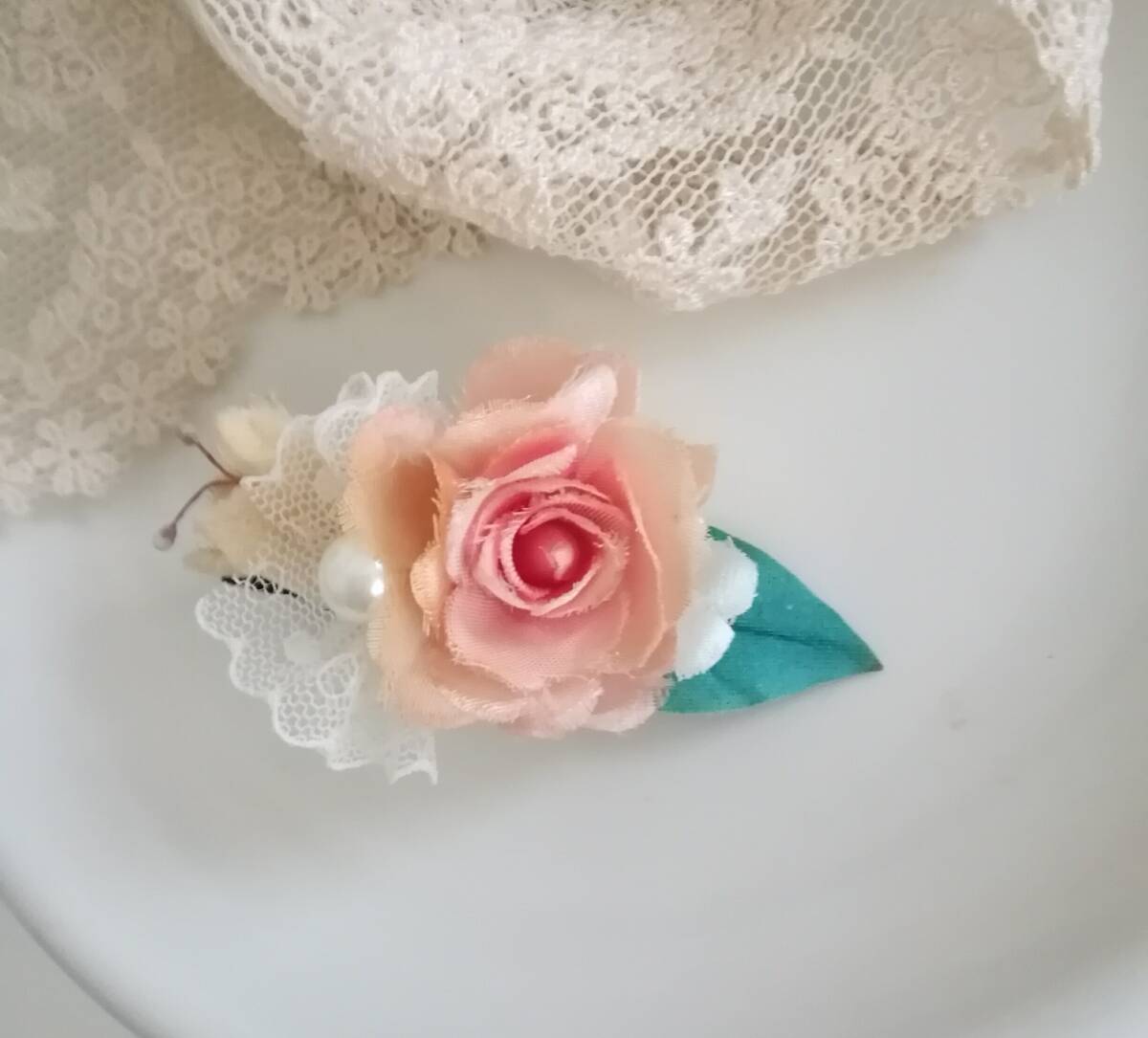 染め布花*アンティークな薔薇のクリップ 髪飾り ビスクドール拍卖