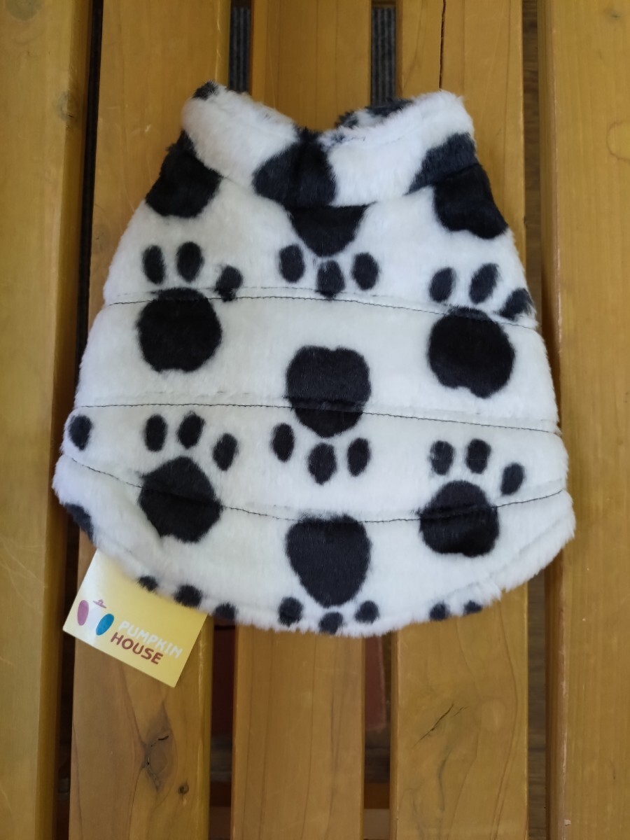 犬服処分品/ わんちゃん用可愛いフットマーク柄コートSサイズ【未使用保管品】【定形外送料無料】拍卖