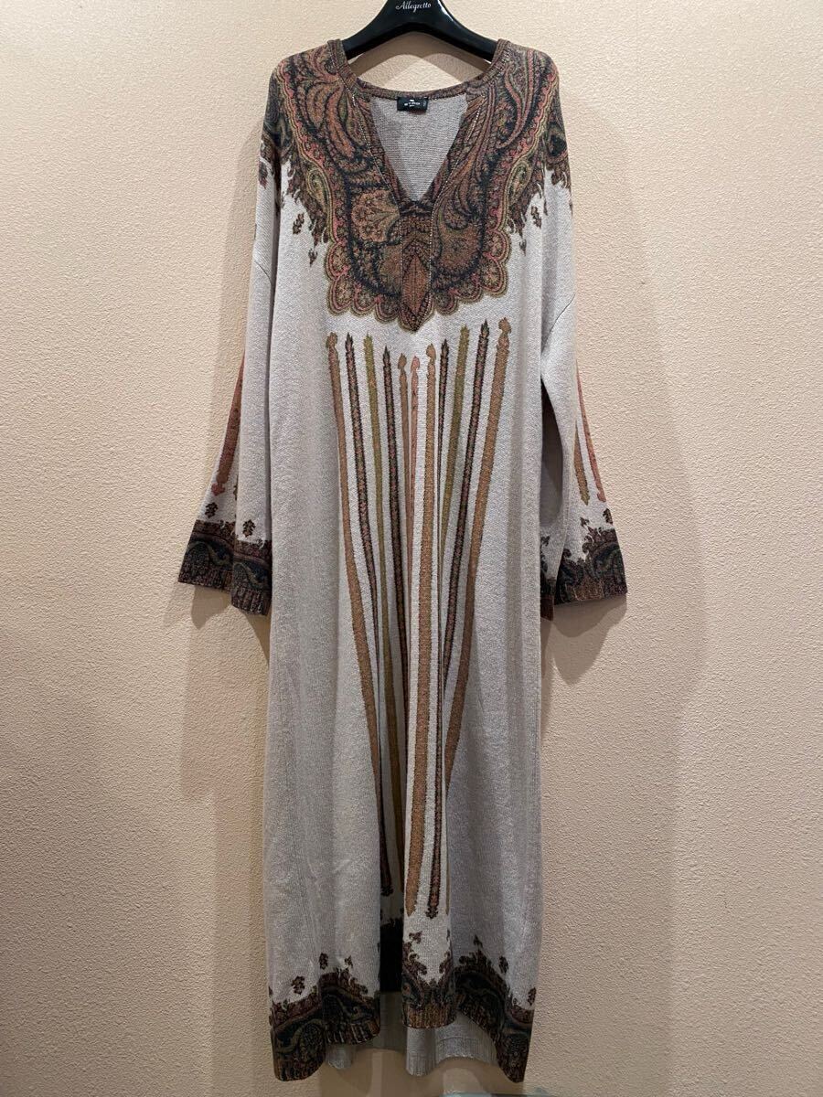 187346 ETRO エトロ 柄ワンピース ニットワンピース 長袖 2021モデル 40サイズ拍卖