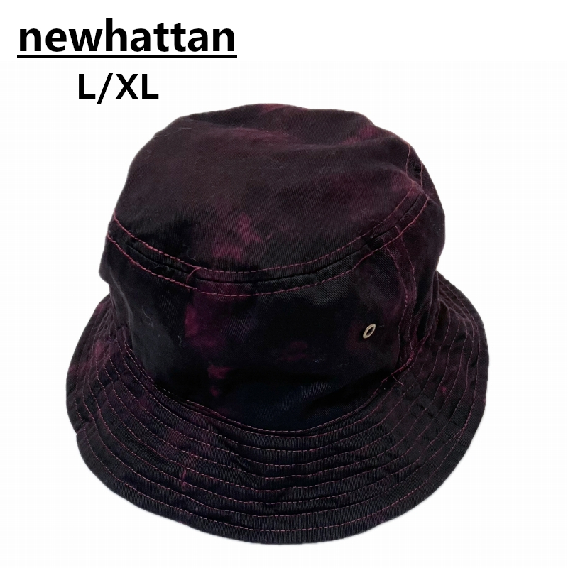 newhattan タイダイ染めバケットハット 古着 ピンク紫黒 ストリート拍卖