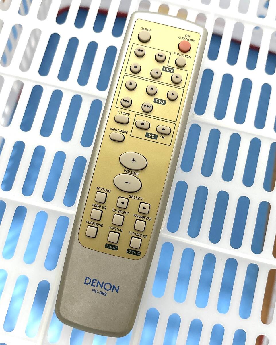 即決2,500円/防水梱包/保証/綺麗/送料無料/最短10分発送/実績/DENON/デノン/デンオン/AVサラウンドアンプリモコン RC-989 美品 送料無料②拍卖