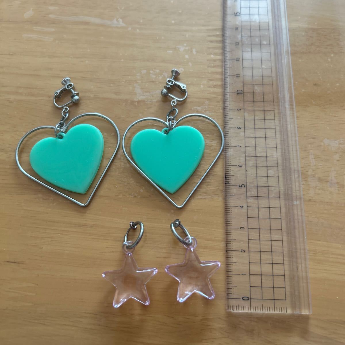 ハート グリーン シルバー イヤリング 星 スター クリア ピンク拍卖