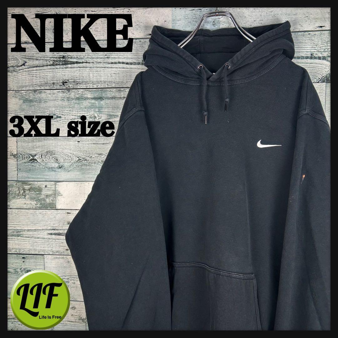 ナイキ 刺繍ロゴ ワンポイント スウェットパーカー ブラック 3XL 4920拍卖