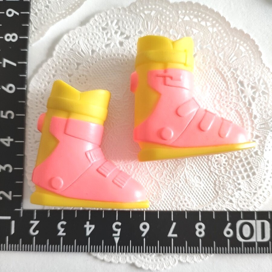 5r0120 ドール用 タミーちゃん ジェニーボーイフレンド リカちゃんパパ スキーブーツ ショートブーツ 黄色×ピンク 靴拍卖