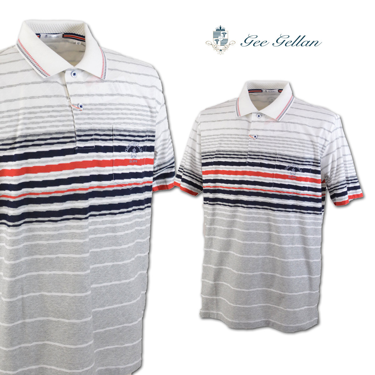 50%OFF【ゲラン】メンズ 半袖ポロシャツ (46) M 白 3210-2504-11 GEE GELLAN カジュアル ゴルフ 高級素材 日本製 おしゃれ @拍卖