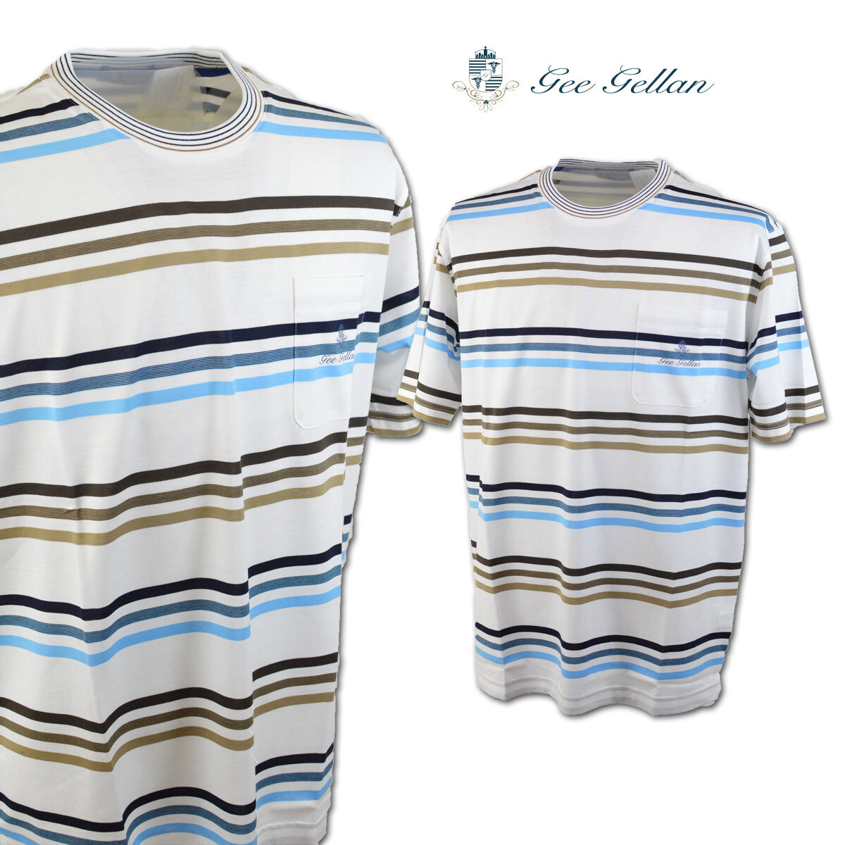 50%OFF【ゲラン】メンズ 半袖Tシャツ (46)M 白 2210-2593-11 GEE GELLAN 春夏 セール カジュアル 高級素材 エジプト綿 日本製 おしゃれ @拍卖