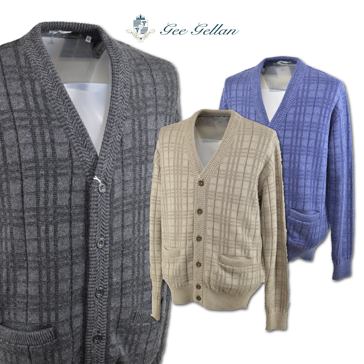 5割引【ゲラン】メンズ カーディガン(46)M グレー 2110-5313-21 GEE GELLAN 秋冬 セール 日本製 おしゃれ かっこいい @拍卖