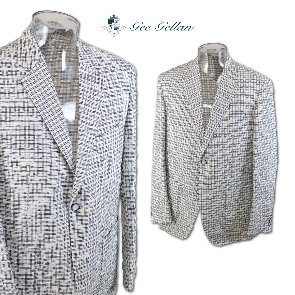 50%OFF【ゲラン】メンズ ジャケット (48)L 白×紺 2210-6005-11 GEE GELLAN 春夏 セール カジュアル テーラード 日本製 おしゃれ @拍卖