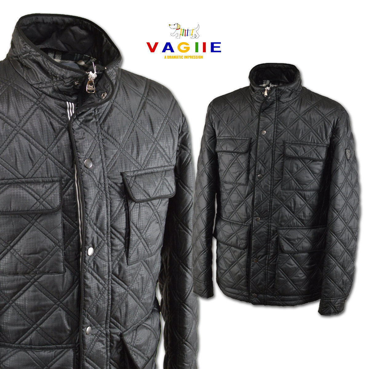 5割引【バジエ】メンズ 中綿ブルゾン(46)M 黒 2120-3023-20 VAGIIE 秋冬 セール おしゃれ かっこいい @拍卖