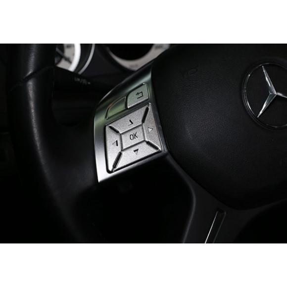 高品格♪ ベンツ サテンシルバー ステアリング スイッチ カバー W204 S204 C204 C180 C200 C250 C350 C63 Cクラス セダン ワゴン クーペ拍卖