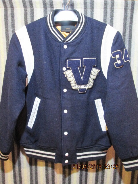 古着 VOX CRUE ボックス (Mサイズ) 本革 レザー スタジアムジャンパー スタジャン ビンテージ ジャケット ネイビー拍卖