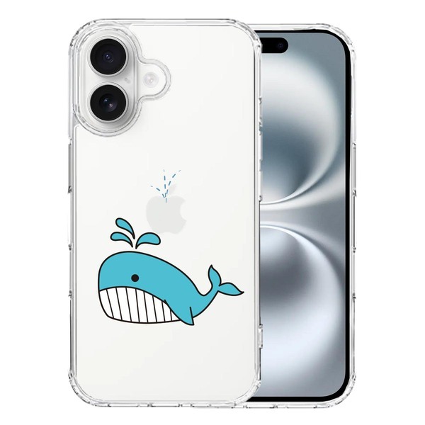 iPhone16 ケース クリア 鯨 クジラ スマホケース 側面ソフト 背面ハード ハイブリッド拍卖