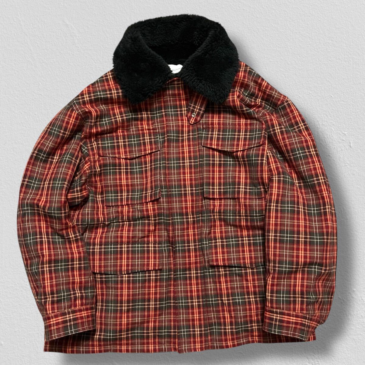 GU× beautiful people コラボ チェックボアブルゾン レッド XL●洗濯プレス済●ジーユー ジャケット ボア ユニセックス アウター 古着/166拍卖