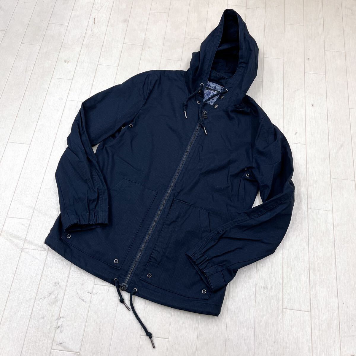 和608★ nano universe ナノユニバース ジップパーカー フーディ アウター S ネイビー メンズ拍卖
