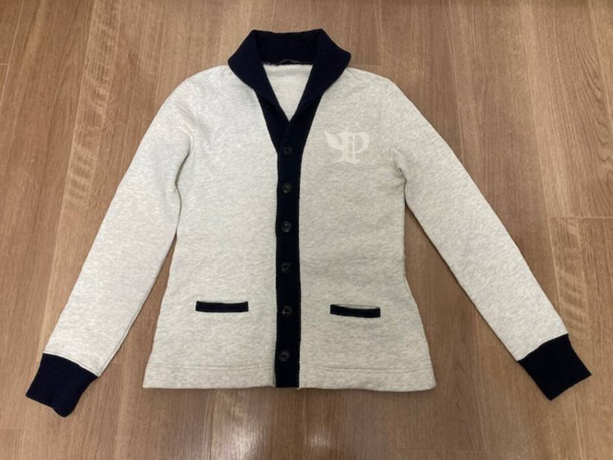 ラルフローレン カーディガン 裏起毛スウェット グレー×ネイビー拍卖